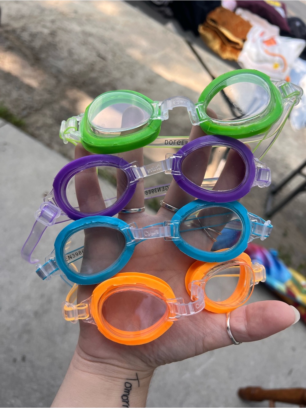 Amazon Kids Swim Goggles - Green, Purple, Blue, Orange